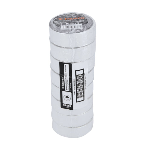 Cinta de aislar de 9 m x 19 mm, blanca, Truper | M-22B | 13515