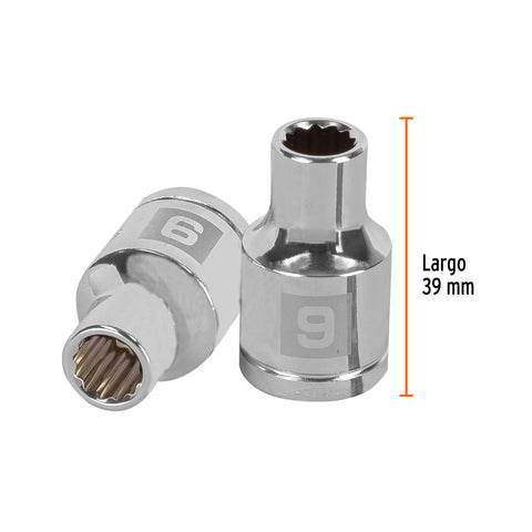 Dado de 9 mm, 12 puntas, cuadro 1/2', Truper | D-1209-EM | 13523
