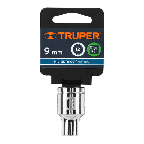 Dado de 9 mm, 12 puntas, cuadro 1/2', Truper | D-1209-EM | 13523