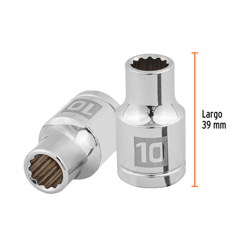 Dado de 10 mm, 12 puntas, cuadro 1/2', Truper | D-1210-EM | 13524