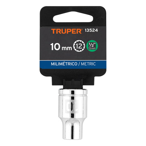Dado de 10 mm, 12 puntas, cuadro 1/2', Truper | D-1210-EM | 13524