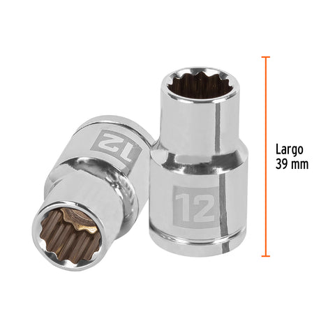 Dado de 12 mm, 12 puntas, cuadro 1/2', Truper | D-1212-EM | 13526