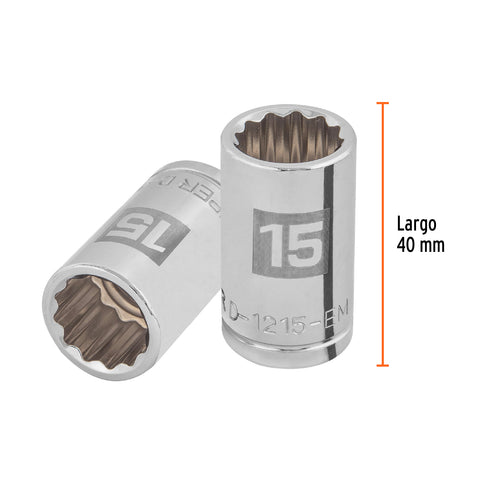 Dado de 15 mm, 12 puntas, cuadro 1/2', Truper | D-1215-EM | 13529