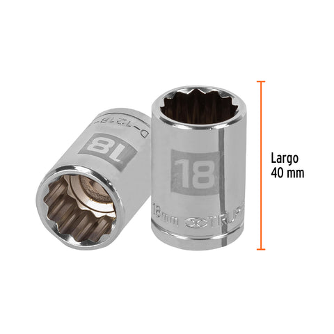 Dado de 18 mm, 12 puntas, cuadro 1/2', Truper | D-1218-EM | 13532
