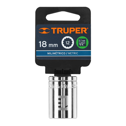 Dado de 18 mm, 12 puntas, cuadro 1/2', Truper | D-1218-EM | 13532
