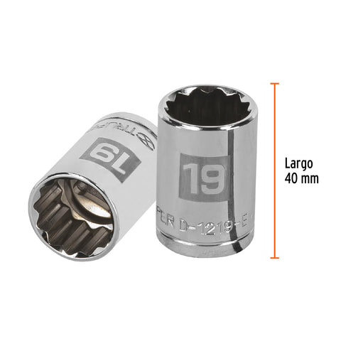 Dado de 19 mm, 12 puntas, cuadro 1/2', Truper | D-1219-EM | 13533