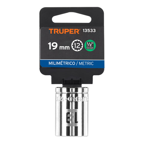 Dado de 19 mm, 12 puntas, cuadro 1/2', Truper | D-1219-EM | 13533