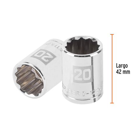 Dado de 20 mm, 12 puntas, cuadro 1/2', Truper | D-1220-EM | 13534