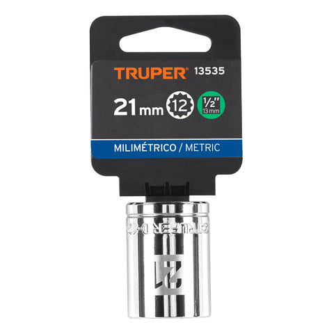 Dado de 21 mm, 12 puntas, cuadro 1/2', Truper | D-1221-EM | 13535