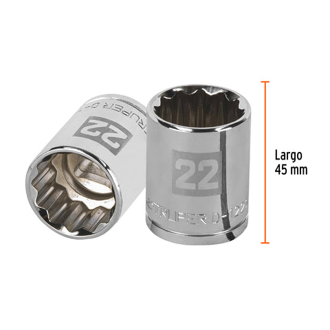Dado de 22 mm, 12 puntas, cuadro 1/2', Truper | D-1222-EM | 13536