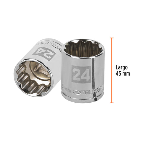 Dado de 24 mm, 12 puntas, cuadro 1/2', Truper | D-1224-EM | 13538