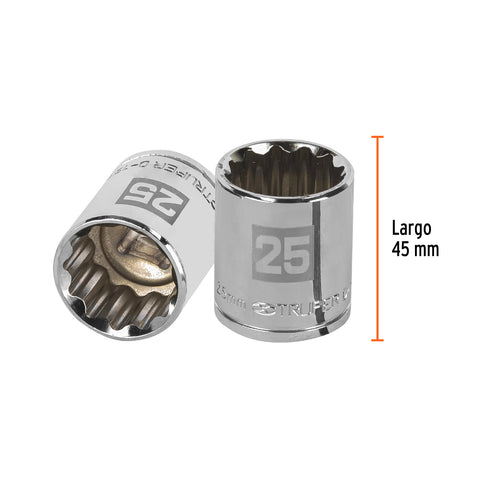 Dado de 25 mm, 12 puntas, cuadro 1/2', Truper | D-1225-EM | 13539