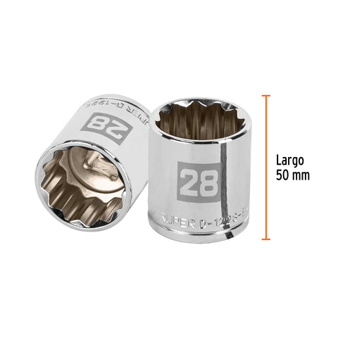 Dado de 28 mm, 12 puntas, cuadro 1/2', Truper | D-1228-EM | 13542