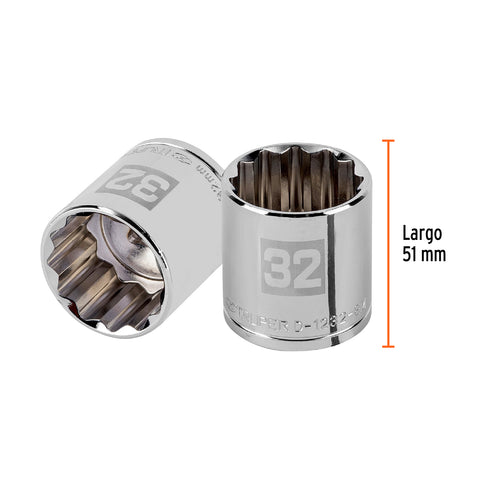 Dado de 32 mm, 12 puntas, cuadro 1/2', Truper | D-1232-EM | 13545