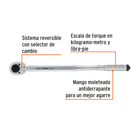 Torquímetro micrométrico, cuadro 3/4', Truper | TORQ-3/4 | 13547