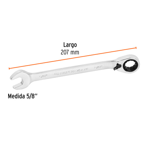 Llave combinada matraca reversible 5/8'x207 mm largo, Expert | LL-2020XR | 13549