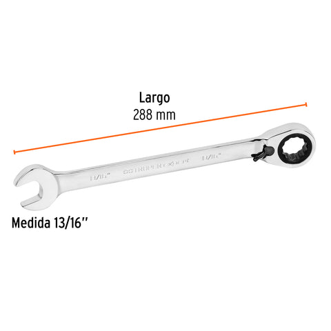 Llave combinada matraca reversible 13/16'x288mm largo,Expert | LL-2026XR | 13553