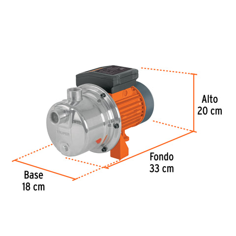 Bomba tipo jet, cabezal de acero inoxidable, 1/2 HP, TRUPER | BOAJ-1/2I | 13555