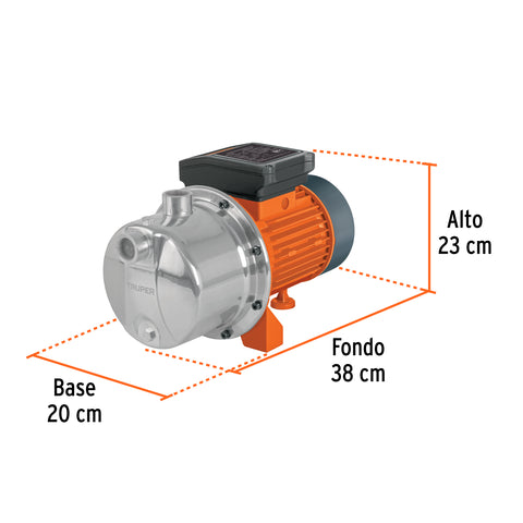Bomba tipo jet, cabezal de acero inoxidable, 3/4 HP, TRUPER | BOAJ-3/4I | 13557