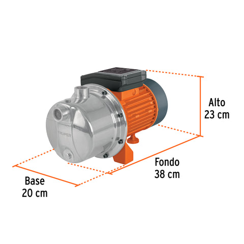 Bomba tipo jet, cabezal de acero inoxidable, 1 HP, TRUPER | BOAJ-1I | 13559