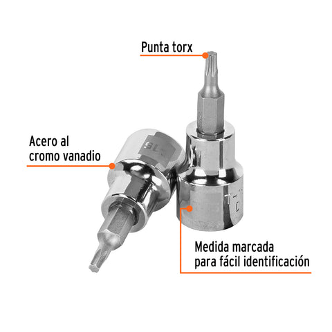Dado punta torx T-15, cuadro 3/8', Truper | D-523915-W | 13569
