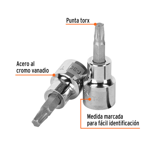 Dado punta torx T-30, cuadro 3/8', Truper | D-523930-W | 13573