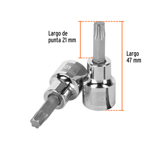 Dado punta torx T-40, cuadro 3/8', Truper | D-523940-W | 13574