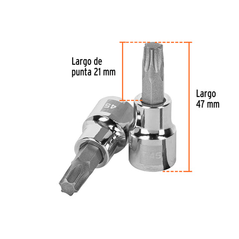 Dado punta torx T-45, cuadro 3/8', Truper | D-523945-W | 13575