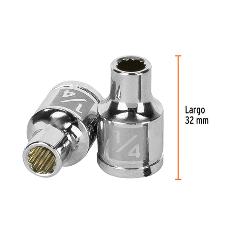 Dado de 1/4', 12 puntas, cuadro 3/8', Truper | D-3808 | 13580