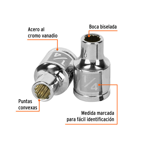Dado de 1/4', 12 puntas, cuadro 3/8', Truper | D-3808 | 13580