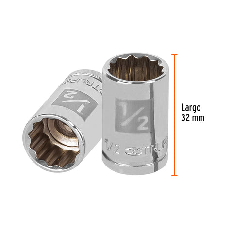 Dado de 1/2', 12 puntas, cuadro 3/8', Truper | D-3816 | 13584