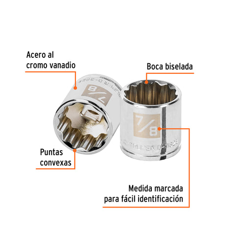 Dado de 7/8', 12 puntas, cuadro 3/8', Truper | D-3828 | 13590
