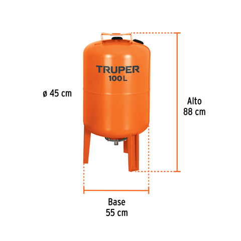 Tanque hidroneumático vertical, 100 litros, TRUPER | TN-HN-1X100 | 13596
