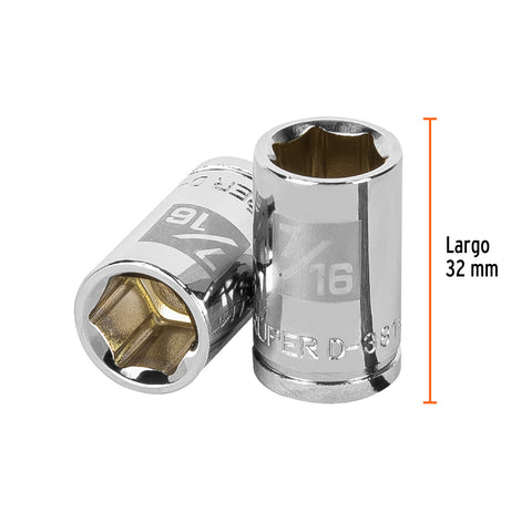 Dado de 7/16', 6 puntas, cuadro 3/8', Truper | D-3814-H | 13608