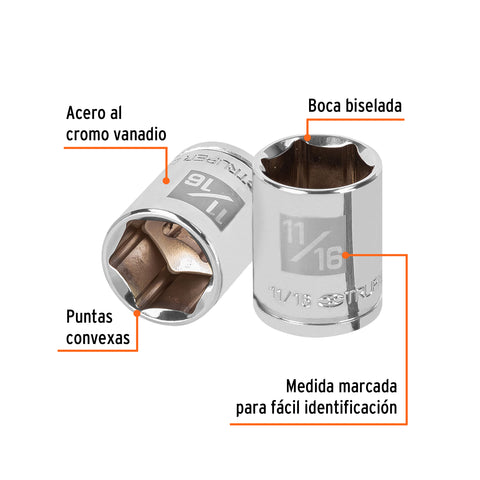Dado de 11/16', 6 puntas, cuadro 3/8', Truper | D-3822-H | 13612