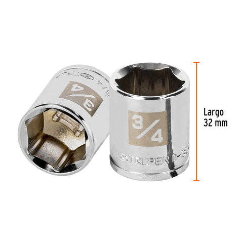 Dado de 3/4', 6 puntas, cuadro 3/8', Truper | D-3824-H | 13613
