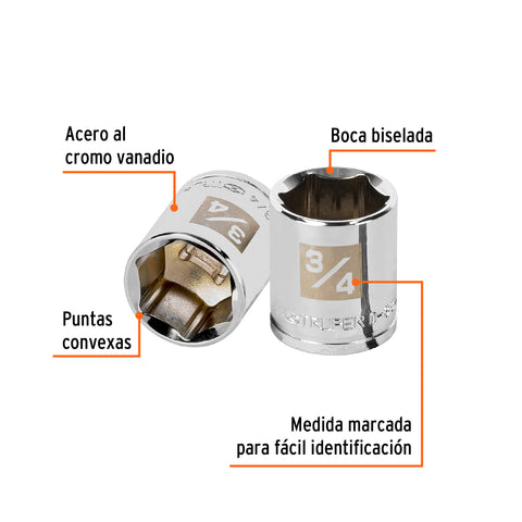 Dado de 3/4', 6 puntas, cuadro 3/8', Truper | D-3824-H | 13613