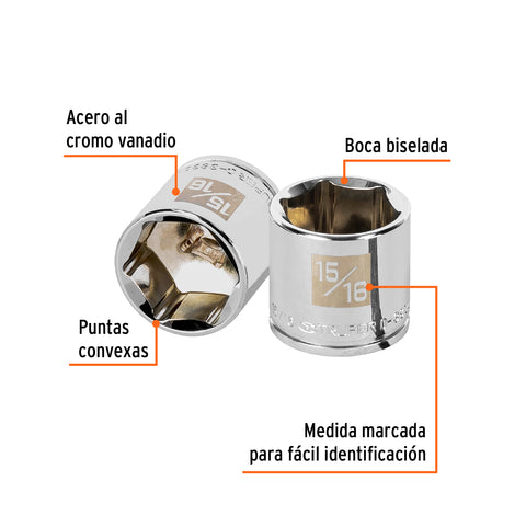 Dado de 15/16', 6 puntas, cuadro 3/8', Truper | D-3830-H | 13616