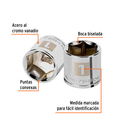 Dado de 1', 6 puntas, cuadro 3/8', Truper | D-3832-H | 13617