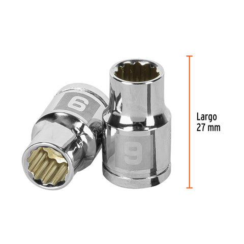 Dado de 9 mm, 12 puntas, cuadro 3/8', Truper | D-3809-M | 13629