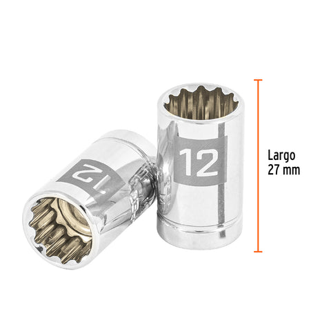 Dado de 12 mm, 12 puntas, cuadro 3/8', Truper | D-3812-M | 13632