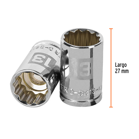 Dado de 13 mm, 12 puntas, cuadro 3/8', Truper | D-3813-M | 13633