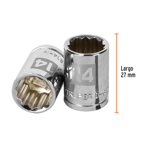 Dado de 14 mm, 12 puntas, cuadro 3/8', Truper | D-3814-M | 13634