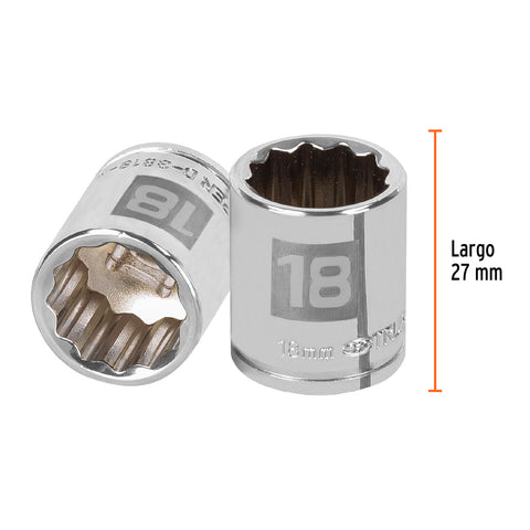 Dado de 18 mm, 12 puntas, cuadro 3/8', Truper | D-3818-M | 13638