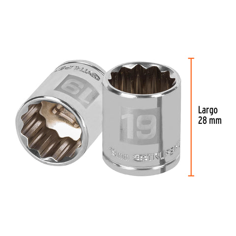Dado de 19 mm, 12 puntas, cuadro 3/8', Truper | D-3819-M | 13639