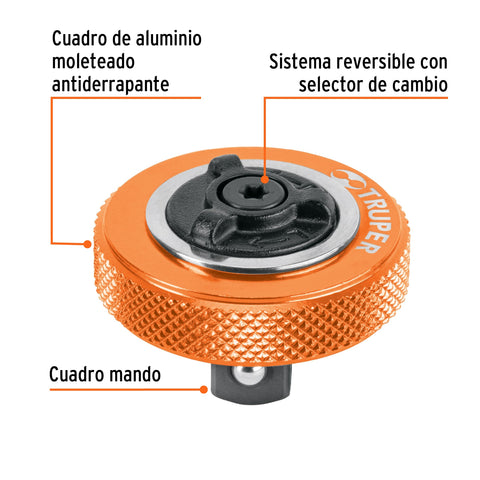Matraca cuadro 3/8' tipo perilla, Truper | M-3849-P | 13652