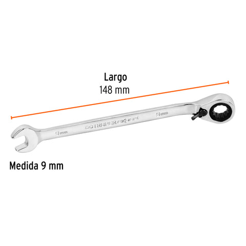 Llave combinada matraca reversible 9 mmx148 mm largo, Expert | LL-2009MXR | 13662