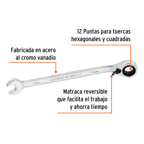 Llave combinada matraca reversible 9 mmx148 mm largo, Expert | LL-2009MXR | 13662