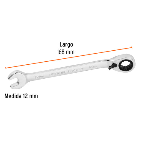 Llave combinada matraca reversible 12mmx168 mm largo, Expert | LL-2012MXR | 13668