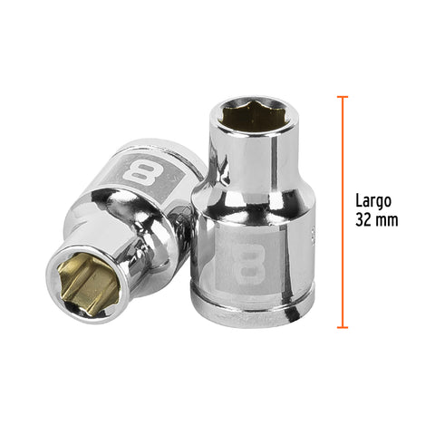 Dado de 8 mm, 6 puntas, cuadro 3/8', Truper | D-3808-HM | 13672